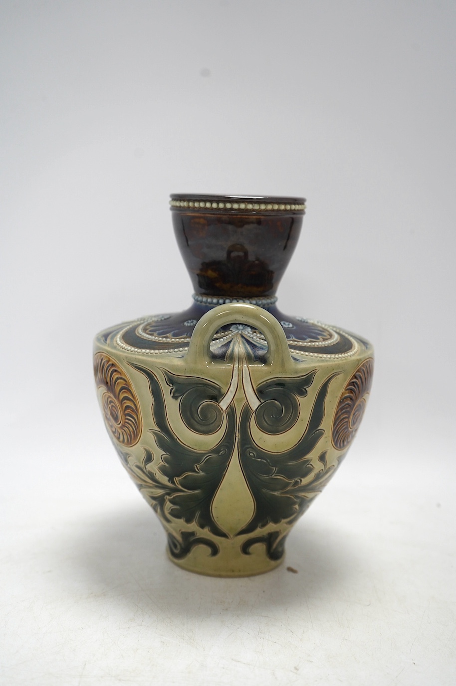 A Doulton Lambeth vase by Eliza Simmance, monogrammed and dated 1887, 20.5cm high. Condition - good